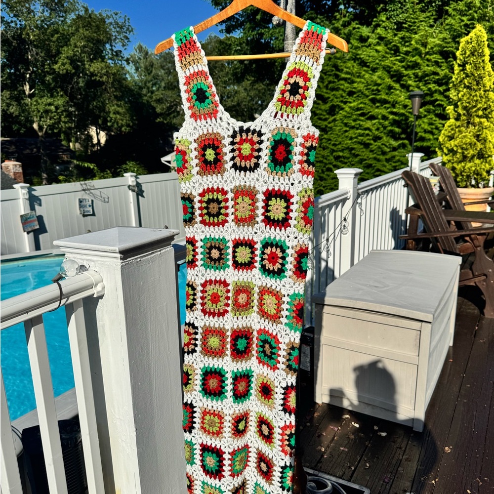 Boohoo Multicolor Crochet Maxi Dress